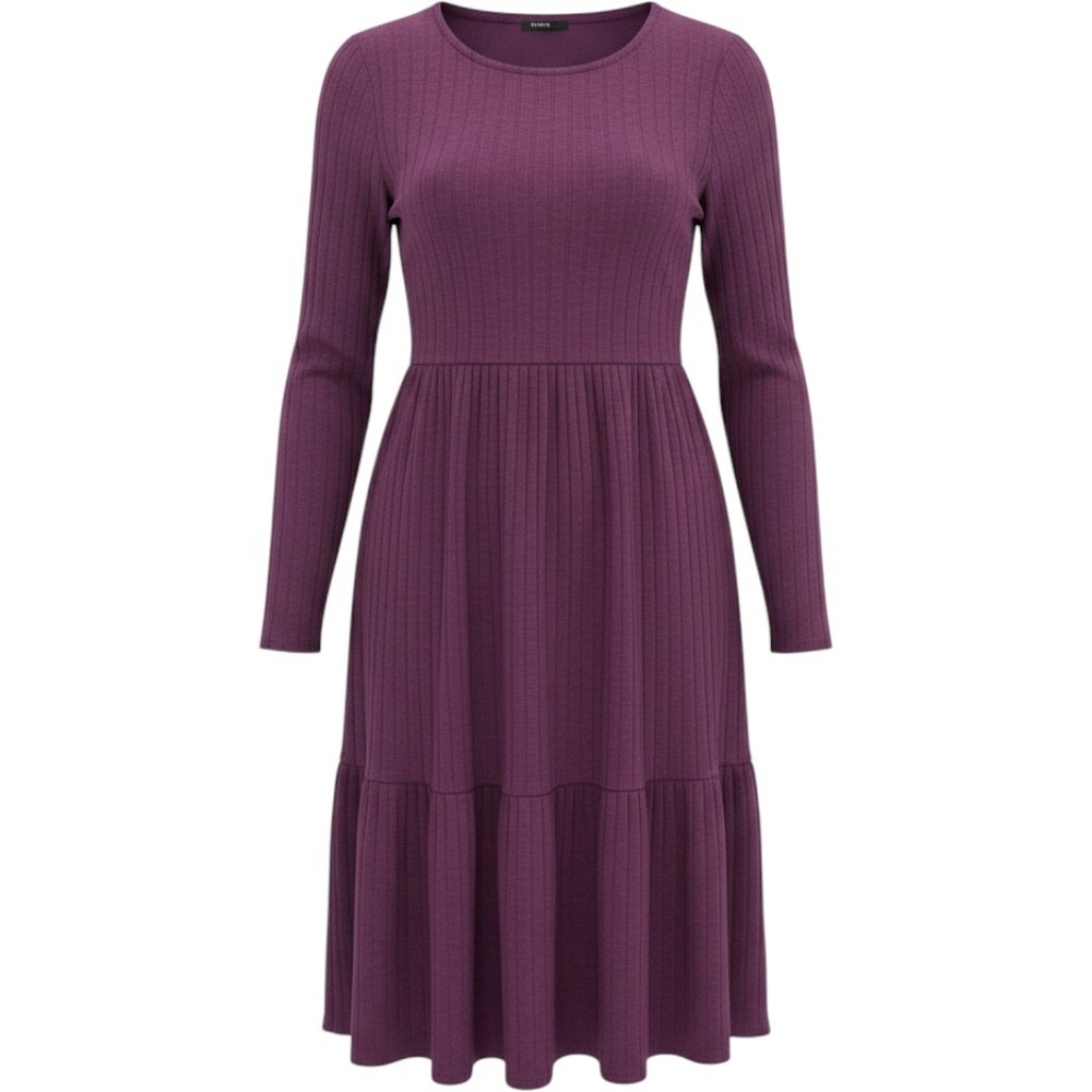 Torrid Womens Purple Ribbed Knit Tiered Long Sleeve Midi Dress Plus Size 0 XL